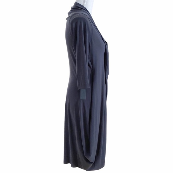 NWT VERONIQUE MILJKOVITCH GREY STRETCH COWL NECK 314 SLEEVES DRAPED DRESS - S - Picture 2 of 10